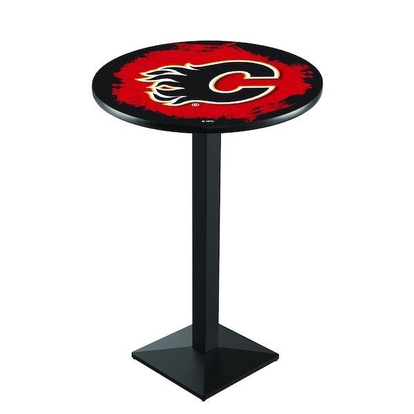 42" Blk Wrinkle Calgary Flames Pub Table